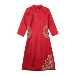 Spring and summer high-end mother-in-law wedding dress Chinese style short cheongsam Chinese wedding mother dress middle-aged festive dress