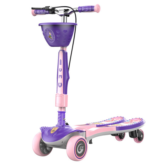 儿童蛙式滑板车3-6-12岁男女孩初学双脚四轮宝宝溜溜车剪刀滑板车