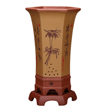 High-quality purple sand orchid special pot tray with six sides waist