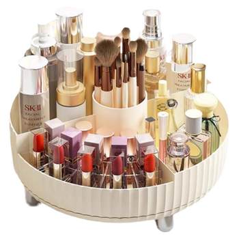 Cosmetic storage large capacity rotatable with partition