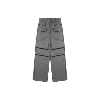 Unvesno (UN) ໂສ້ງຄູ່ສີເທົາ pleated silhouette draped trousers trousers gray suits