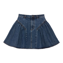 (Same style as Zhao Liying) self-portrait spring and summer denim blue sweet cool high waist umbrella hem skirt