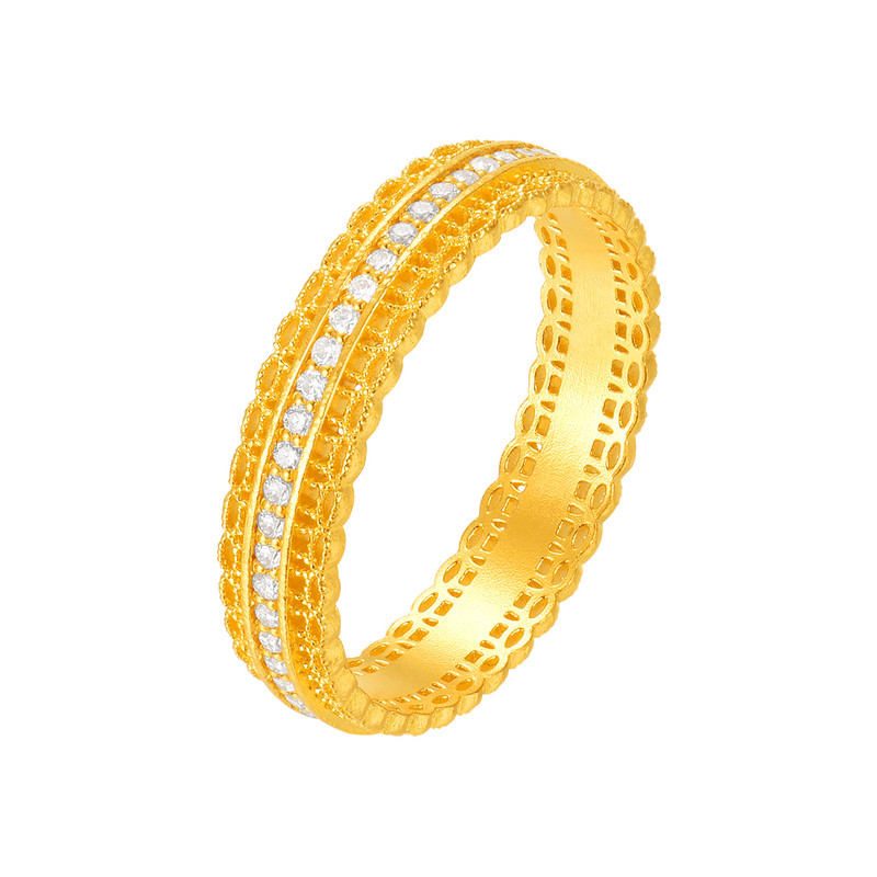 Ming brand jewelry Qian Duoduo ancient gold ring, pure gold moissanite inlaid with a wealth of money, pair of rings AFM0522