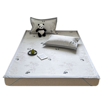 (Self-operated) Pliton Cute Cartoon Panda Ice Silk Mat Three-piece Set Bed Sheet Bed Mat Air-conditioned Soft Mat Summer