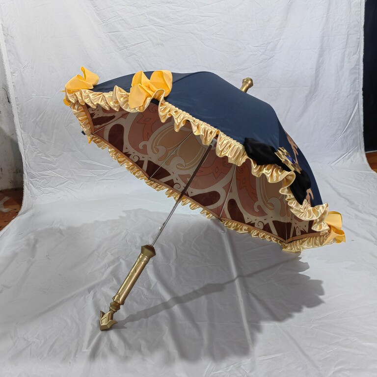 In stock Navia cosplay umbrella prop, anime-style double-layered lace sun umbrella.
