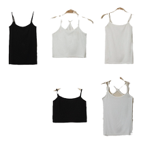 Summer camisole for women sexy outerwear short bottoming top versatile slimming black and white small camisole inside