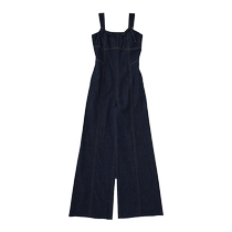MOUSSY 2024 summer new street style lace-up straight denim suspender jumpsuit 010HS711-0580