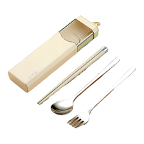 Portable chopsticks and spoon set for adults 304 stainless steel tableware set for single person take-out storage box 668
