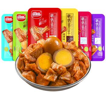 Douduoqi Quail Eggs and Tofu Snacks, Whole Box Packaging, Five-Spice Vegetarian Meat-Flavored Marinated Eggs, Satisfying Snacks, Tofu Snacks, Leisure Food