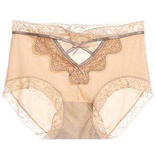 洁韵朵冰丝内裤女中高腰收腹无痕大码性感镂空胖mm纯棉裆夏季薄款