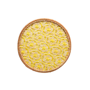 Oakliving natural bamboo strip woven thermal insulation pad placemat bowl pad household ornaments decoration anti-slip anti-scalding coaster pad