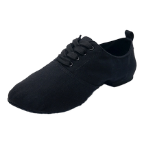 Lace-up low-top jazz shoes indoor girls soft sole heel exercise shoes children adult canvas dance shoes yoga ethnic