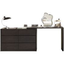 Genji Muyu solid wood retractable dressing table storage cabinet cupboard integrated small apartment bedroom retro black dressing table