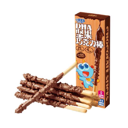 【8盒装】小鹿蓝蓝DHA坚果巧克力棒纯可可脂零食磨牙棒儿童零食