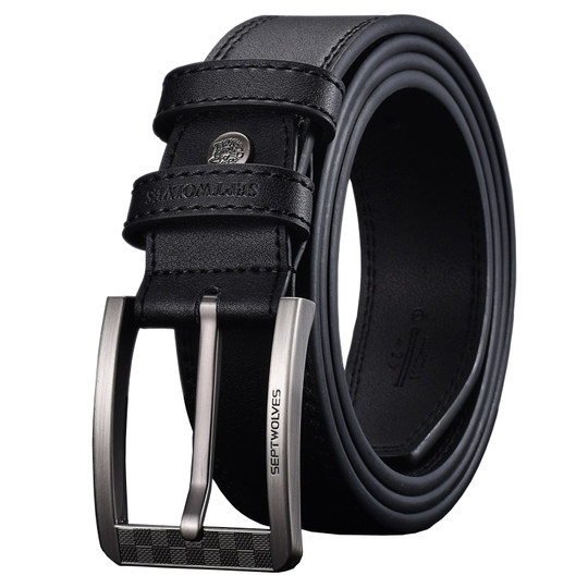 Cinturón de cuero Septwolves para hombre con hebilla perforada para papá