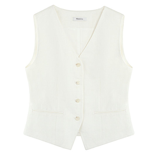 Retro-Leinenanzug und Weste im Old-Money-Stil für Damen