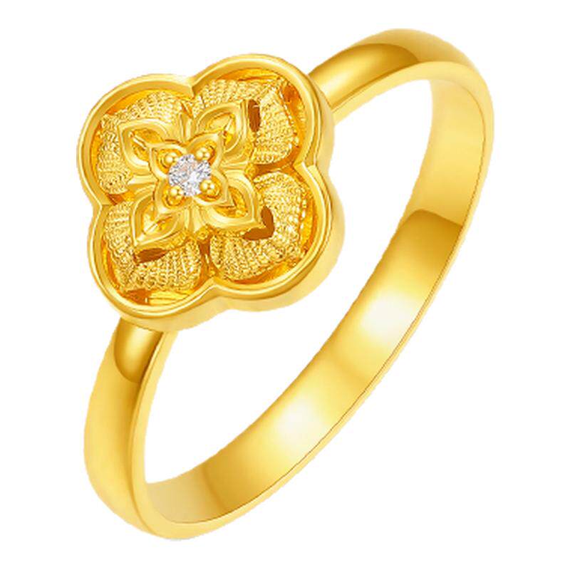 Saturday blessing gold inlaid diamond ring for women
