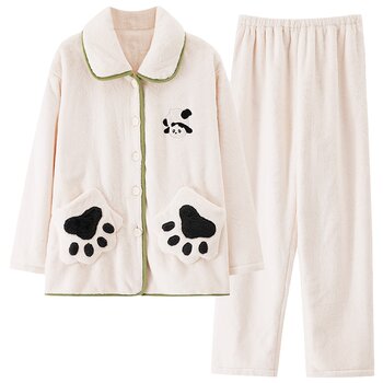 Langsha coral velvet pajamas couple warm winter set