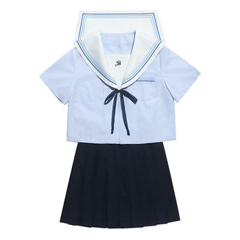 Cherizi jk ຕົ້ນສະບັບ aqua sailor suit ພາສາຍີ່ປຸ່ນແບບວິທະຍາໄລໂຮງຮຽນພື້ນຖານ pleated skirt suits ສໍາລັບແມ່ຍິງ