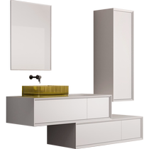 Travel Bath Room Cabinet Combination Big Storage Wash Terrace Solid Wood Home Toilet LED Mirror Transparent Washbasin