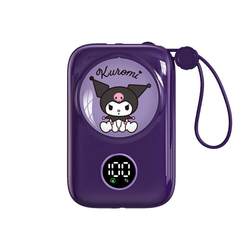 10,000개의 케이블이 내장된 Sanrio Kurome 20000mAh 보조베터리, 초박형, 소형, 휴대용, 미니 귀여운 만화 IP, Apple 15pro에 적합한 초대형 용량 iPhone