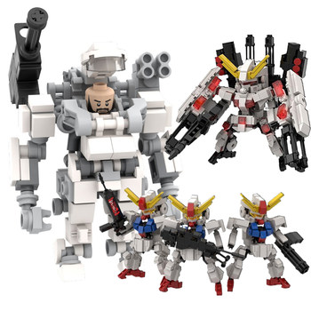 Moc children's building blocks educational assembly toys small robot mecha can carry manned figure exoskeleton gundam