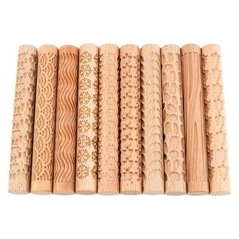 Ceramic tools wooden texture rod mud rolling embossed pattern
