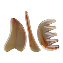 Old white buffalo horn scraping board facial beauty facial head meridian massage comb whole body universal eye tendon stick