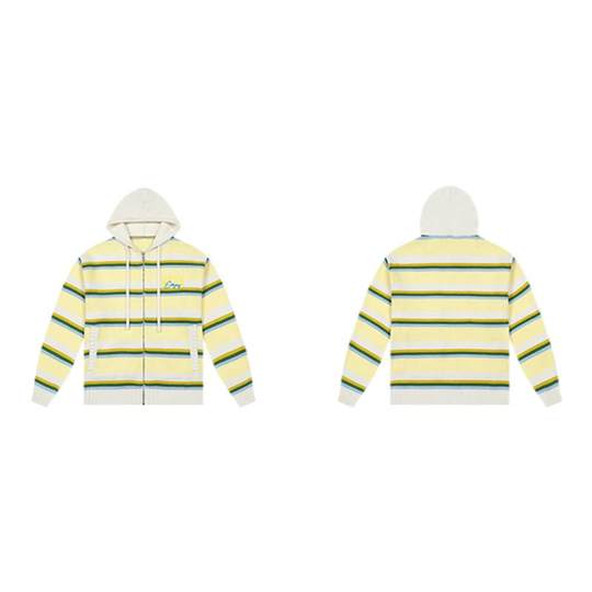 MEDM25SS Colored Striped Hooded Sweater Cardigan