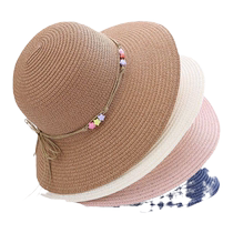 Chapeau de paille fin haut de gamme pour femmes chapeau de bassin de protection solaire perlé japonais léger pliable pare-soleil respirant été