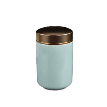 ສະຫັດສະຫວັດອາຍຸ celadon exquisite cylindrical tea packaging jar ceramic tea jar portable travel small tea jar warehouse