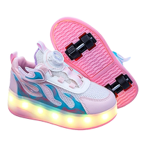Four-wheel retractable heelys shoes for girls summer 2024 new childrens skating sneakers for girls and older children roller shoes