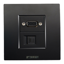 Type 86 concealed Gigabit network port with VGA panel black computer projector VGA Category 6 network cable socket