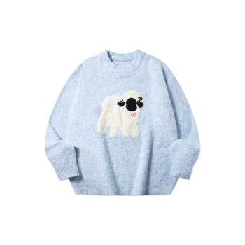 Pso brand men's and women's cute lamb jacquard sweater pullover round neck sweater couple tops autumn and winter Pso brand men's and women's cute lamb jacquard sweater pullover round neck sweater couple tops autumn and winter