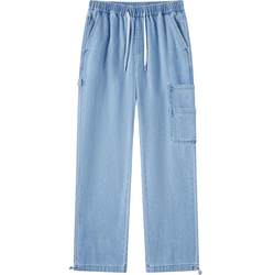 Semir Jeans Men's 2024 Summer New Retro Distressed Washed Straight Pants Loose Overalls Fashionable and Cool