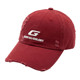Retro distressed small soft-top cap with holes showing face