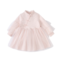 (Same style in the mall) David Bella Childrens Dress Chinese Style Childrens Clothes Girls Princess Dress Hanfu Skirt Autumn Clothes