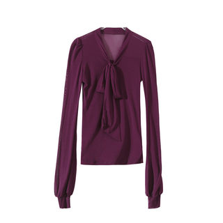 Bow tie mesh bottoming shirt