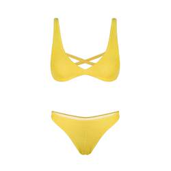 OceanMystery yellow sexy triangle bikini for women without rims push up wake surfing split swimsuit for women