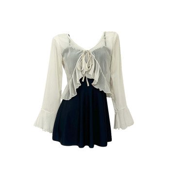 ເສື້ອຢືດ chiffon versatile ຝຣັ່ງ