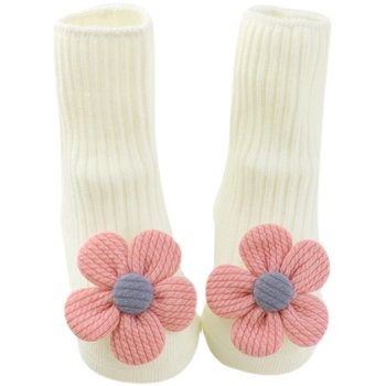 Spring and autumn baby mid-calf socks pure cotton flower bow girl baby princess socks newborn super cute and cute