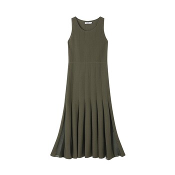 Lily ໃຫມ່ຂອງແມ່ຍິງ retro sleeveless ຄໍຮອບແອວ casual dress skirt ຍາວ