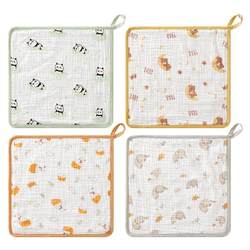 October crystal baby square towel newborn pure cotton newborn seersucker cloth saliva towel baby face towel 4 pieces