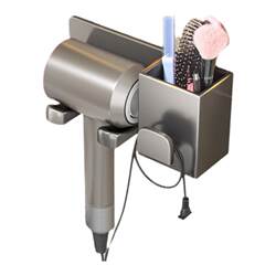Hair Dryer Holder, No-Drill Bathroom Storage, Cord-Winding Hair Dryer Hanger, Hair Dryer Stand, Bathroom Shelf
