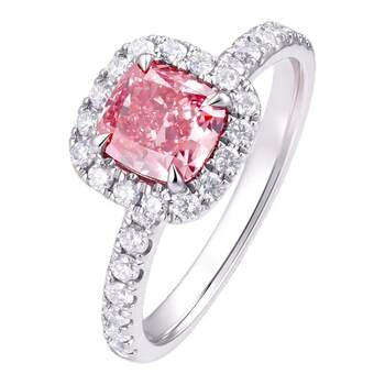 Tiffany star diamond pt950 cultured pink diamond engagement ring