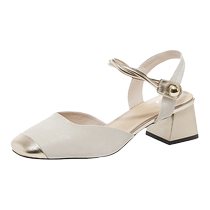 Zhuoshini Baotou French style beautiful skirt sandals for women 2024 new summer outer wear temperament thick heel high heels