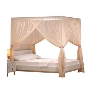 Outing Mosquito Net Home 2024 New Advanced Old-fashioned Three Door Curtain Anti-mosquito Bed Net Bedroom Floor-Standing Bed Curtain Gauze