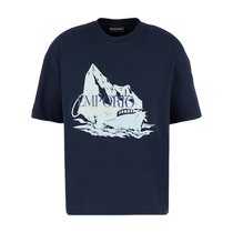 EMPORIO ARMANI Armani 2024 autumn new mens cotton loose short-sleeved printed sweatshirt