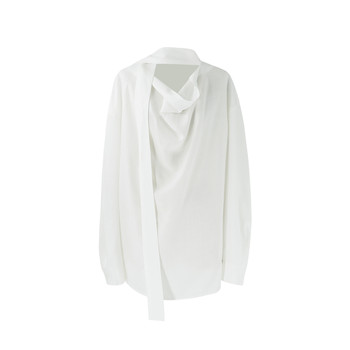 Syt homemade french relaxed style high-end everyday lazy collar ribbon style pullover ເສື້ອຍືດແຂນຍາວ