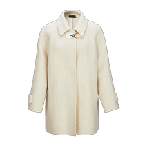 Disennis 2023 winter commuter style high-end commuter wool coat mid-length off-white woolen coat for women